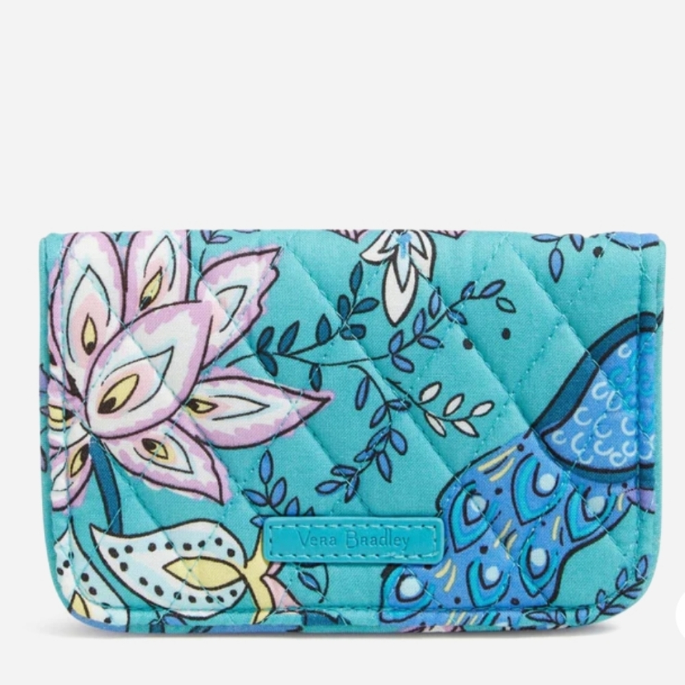 Vera Bradley Peacock Garden RFID Small Bifold Wallet